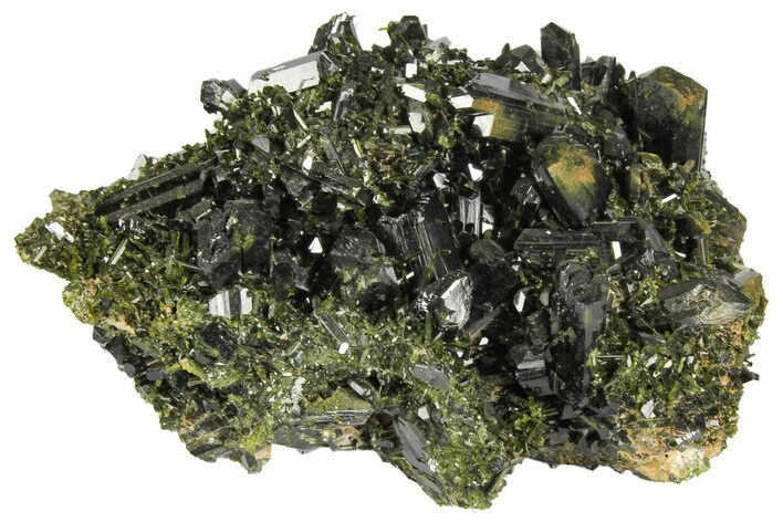Lustrous, Epidote Crystal Cluster on Actinolite - Pakistan #164845